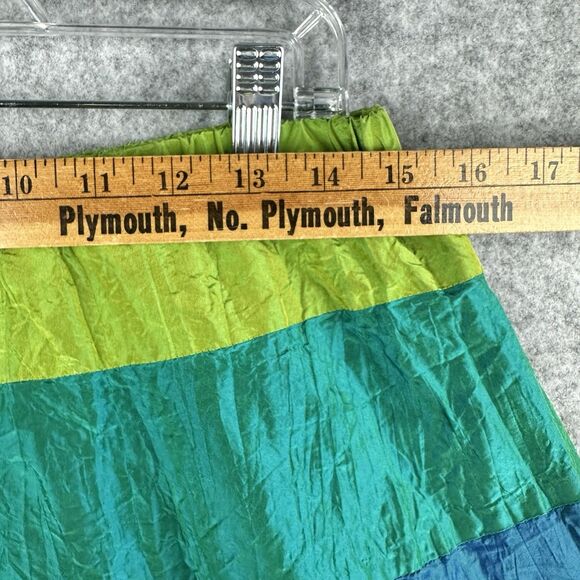 Vintage Cache Silk Maxi Skirt Womens M Blue Green Iridescent Western Boho Full - Picture 6 of 11